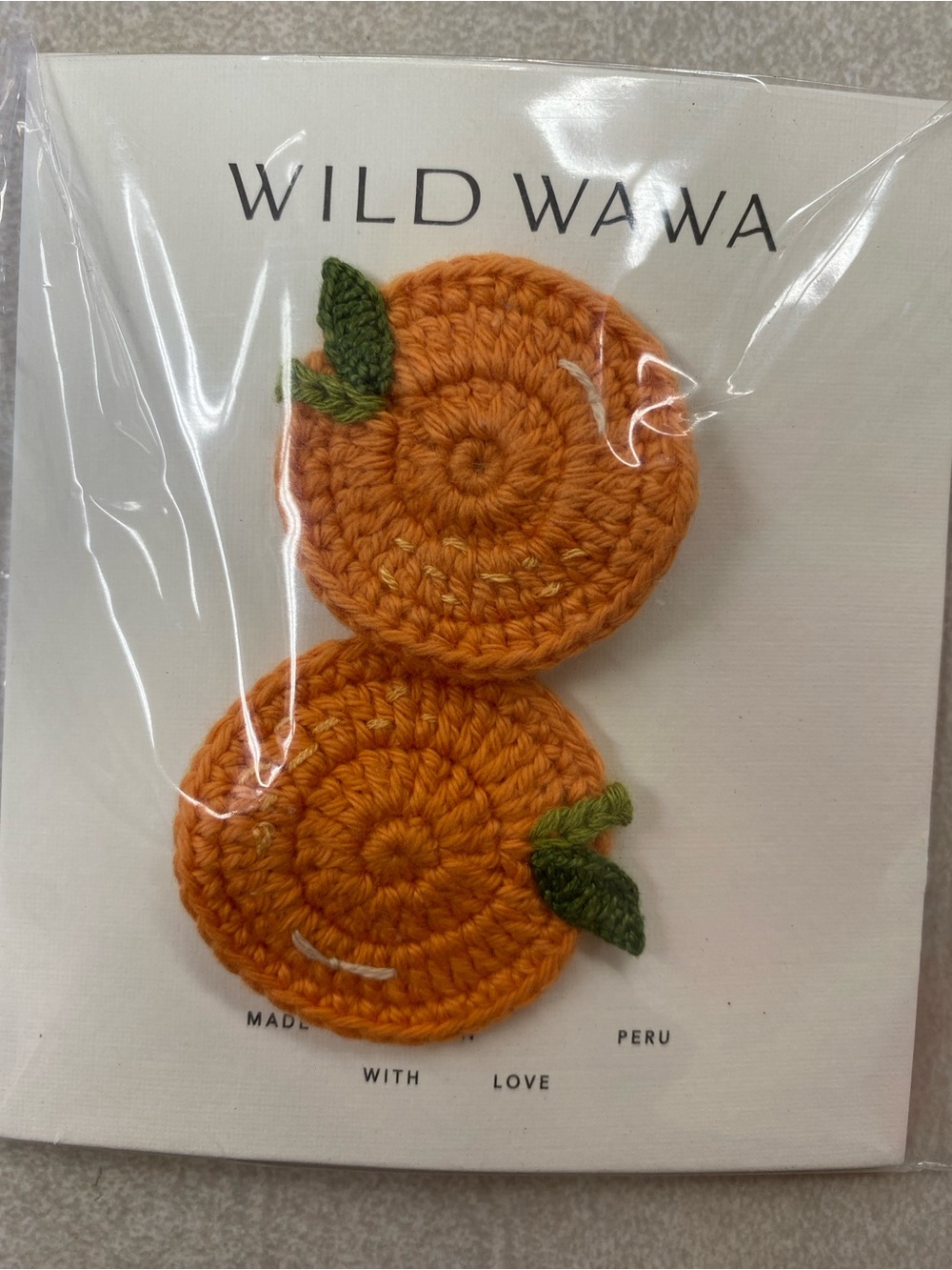 Wild Wawa Orange Crochet Fruit Hair Dolce Vita Hair Clips / NIB